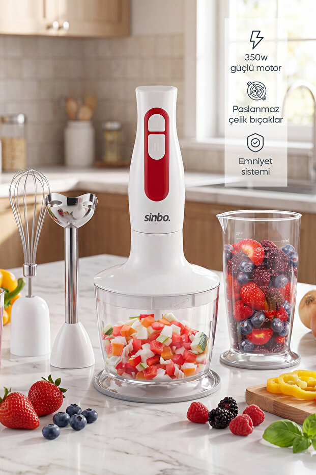 SHB 3100S El Blender Seti, Çırpıcı, Doğrayıcı Hazne ve Ölçü Kabı - 1