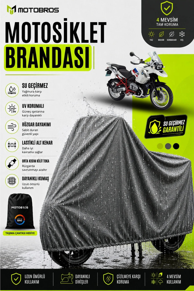 Thermoguard-X Motorcycle Cover Bmw R1200 Gs (Thickest) Fabric Lifetime Use (with Buckles)