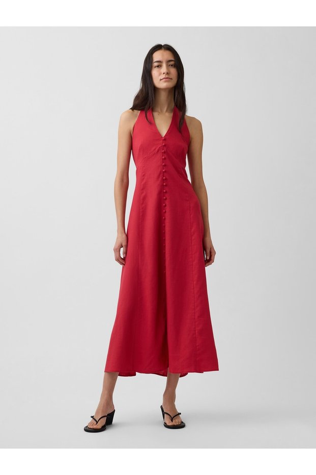 Leinen-Halter-Maxikleid