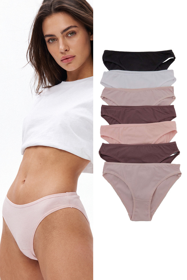 Pink-Multicolor 7 Pack Cotton Classic Knitted Panties Thmss25Ku00032