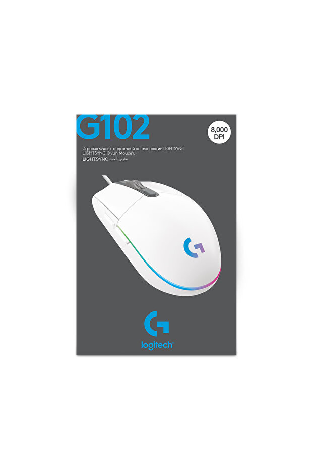G G102 LIGHTSYNC RGB Aydınlatmalı 8.000 DPI Kablolu Oyuncu Mouse, Beyaz 910-005824 - 12