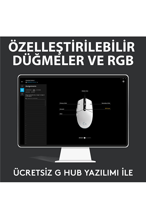 G G102 LIGHTSYNC RGB Aydınlatmalı 8.000 DPI Kablolu Oyuncu Mouse, Beyaz 910-005824 - 11