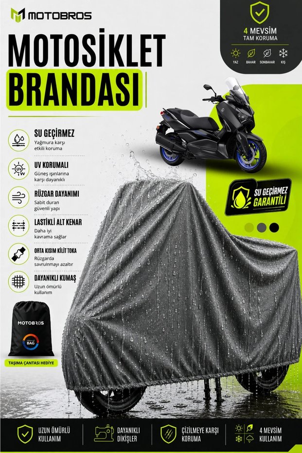 Thermoguard-X Motorcycle Cover Yamaha Xmax 250 (Thickest) Fabric Lifetime Use (with Buckles)
