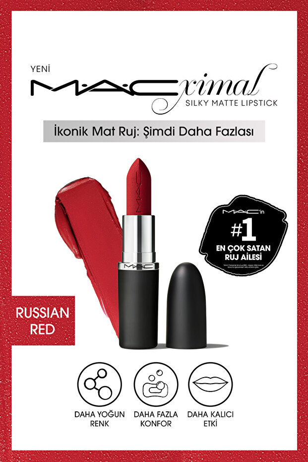 أحمر شفاه M·a·cximal Silky Matte Lipstick ذو تأثير ترطيب مكثف - أحمر روسي