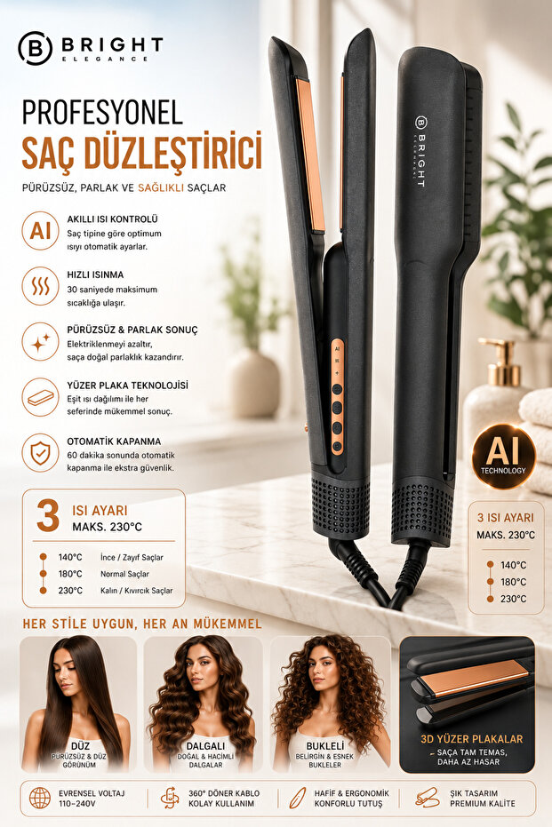 Be-5151 Air Blowing Bldc Motor Hair Straightener