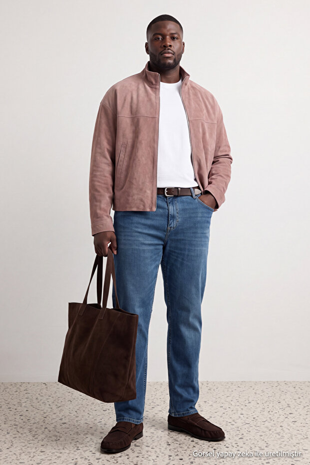 Erkek İndigo Regular Fit Büyük Beden Denim Kot Jeans TMNAW25CJ00000 - 2