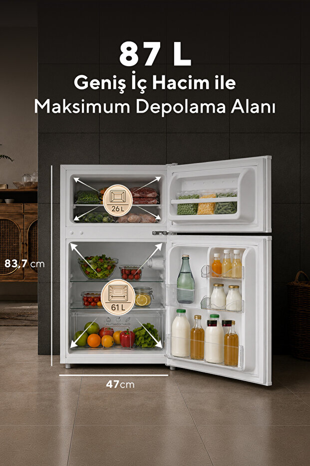 87L MİNİ BUZDOLABI BEYAZ HTMF-90EW - 4
