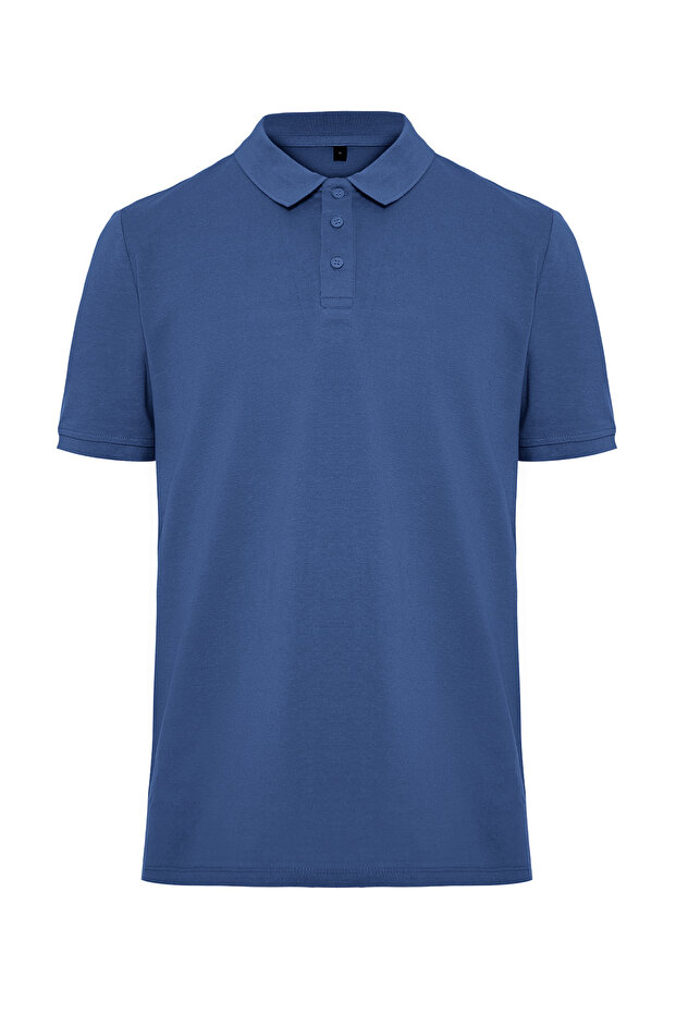 Indigo Regular/Normal Kesim Dokulu Polo Yaka T-Shirt TMNSS24PO00043 - 9