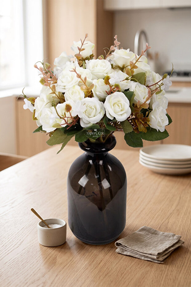 10Pcs Hawaiian Rose Bouquet White