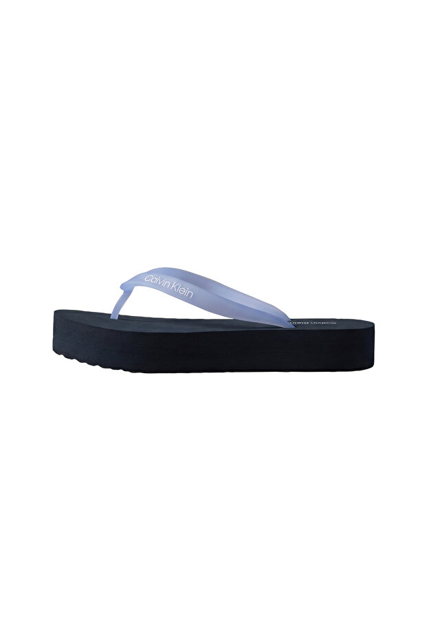 Women's Comfortable Sole Leather Ck Pattern Daily Use Blue Slippers