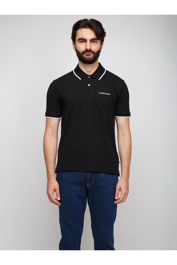Gj Regular Fit Embroidered Short Sleeve Striped Detail Polo Collar Men's Multi-Color Polo T-Shirt m