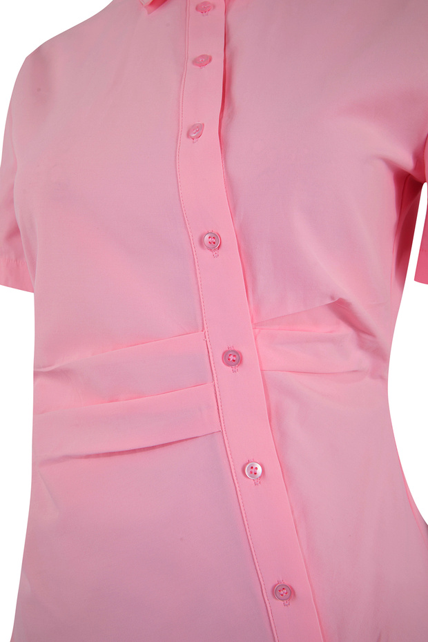 Limited Edition Pembe Bele Oturan Asimetrik Fitted Gömlek TWOSS26GO00054 - 2