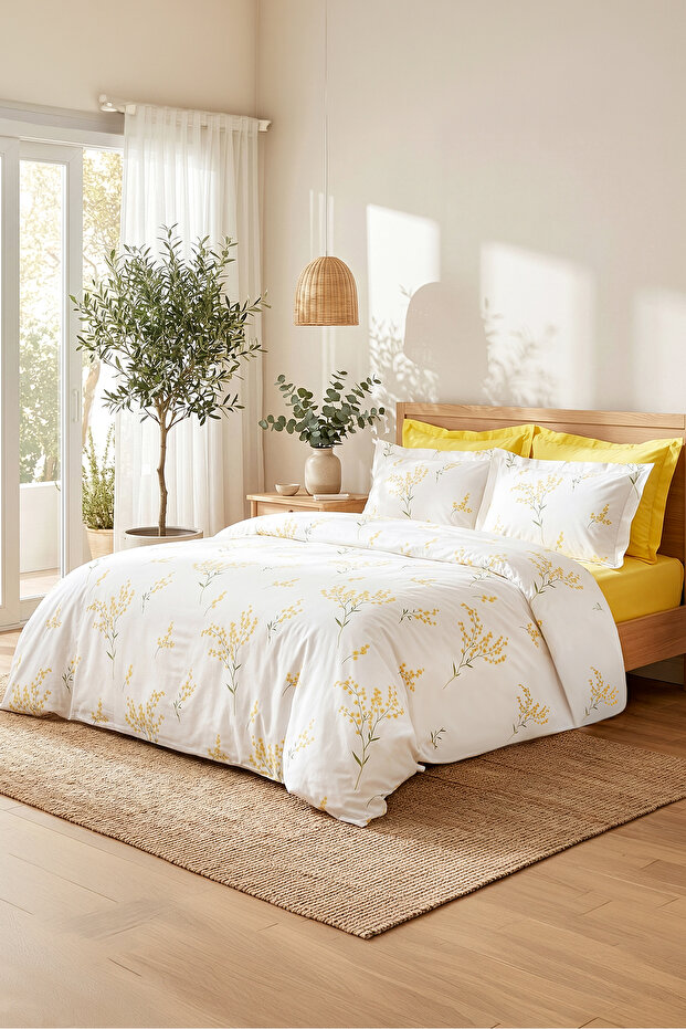 Loretta Yellow 100% Cotton Double Duvet Cover Set (PP)