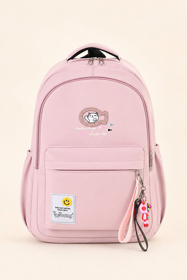 Primary School Middle School Girls' Schoolbag Pink Waterproof Multi-Compartment Lightweight Schoolbag 51499