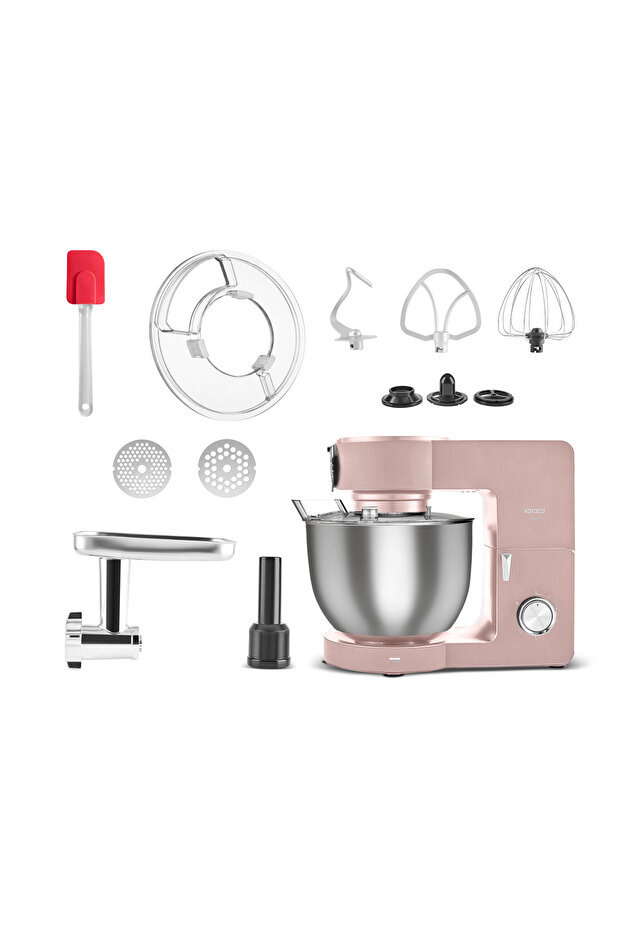 Multichef Ultra Kıyma Çekme/Sucuk-Sosis/İçli Köfte Aparatlı Hamur Yoğurma Makinesi Rosegold 2000W 8L