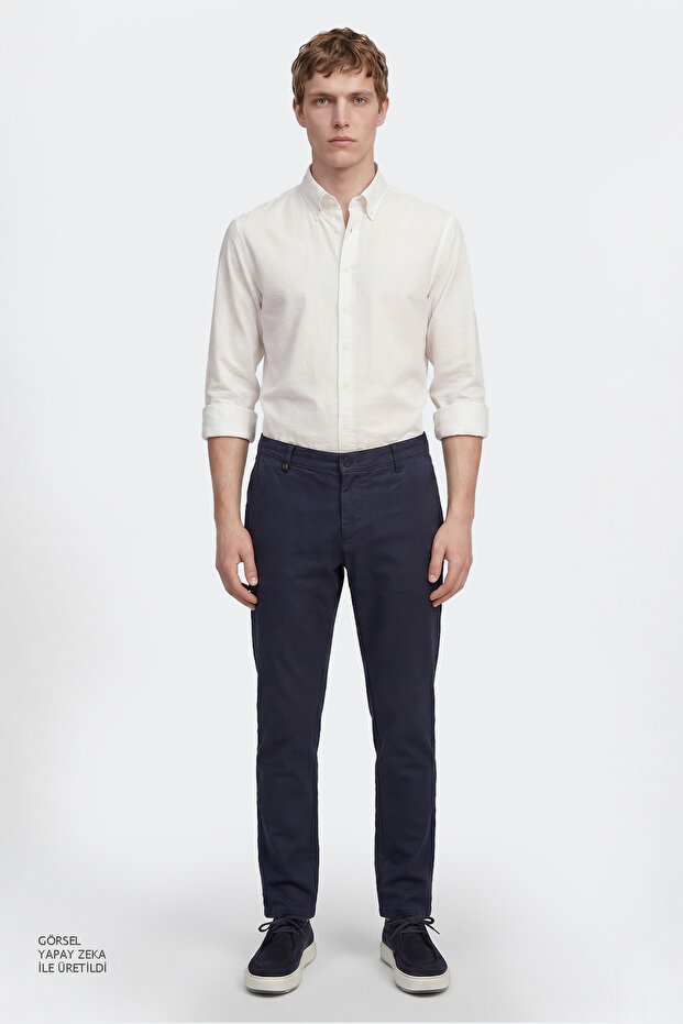 Navy Blue Men's Slim Fit Trousers Ace001261511_Lac