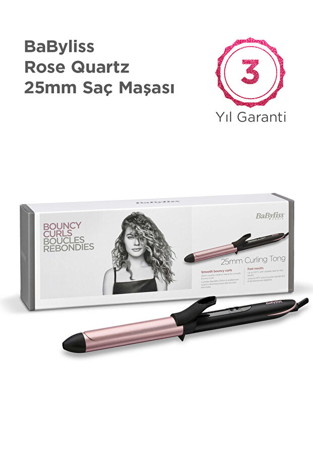 Rose Quartz 25 mm 210 Derece 6 Isı Ayarlı Kuvars Seramik Kaplama Orta Kalınlıkta Saç Maşası C451E