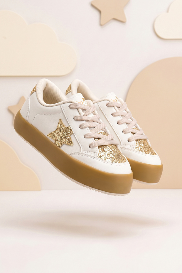 Kids Ds Oracle Beige Gold Children's Sneaker Casual Sports Lace-Up Shoes