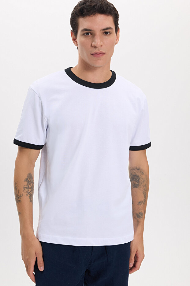 Men's Regular Fit Classic Cut 100% Cotton Short Sleeve Crew Neck White T-Shirt