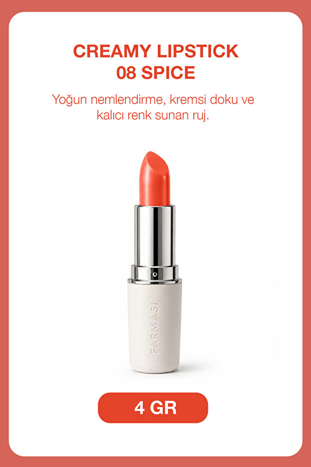Creamy Lipstick - 08 Spice | Cinnamon-Tile Color Creamy Lipstick