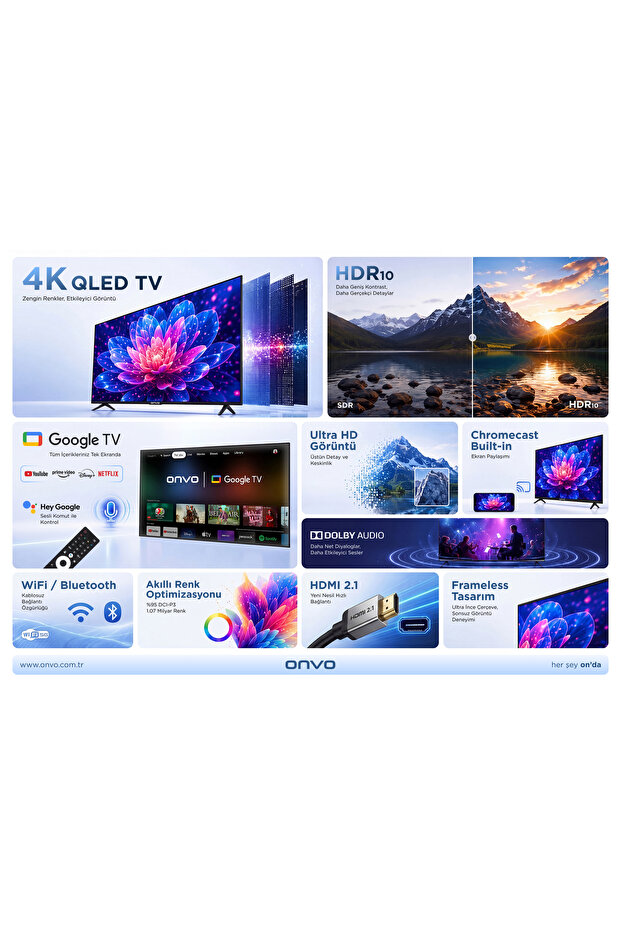75VQ90F3UA 75'' 190 Ekran Uydu Alıcılı 4K Ultra HD Google Smart QLED TV - 2