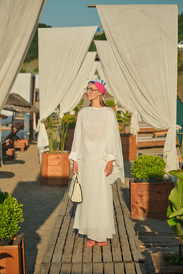 Women's Detailed Belted Suit White