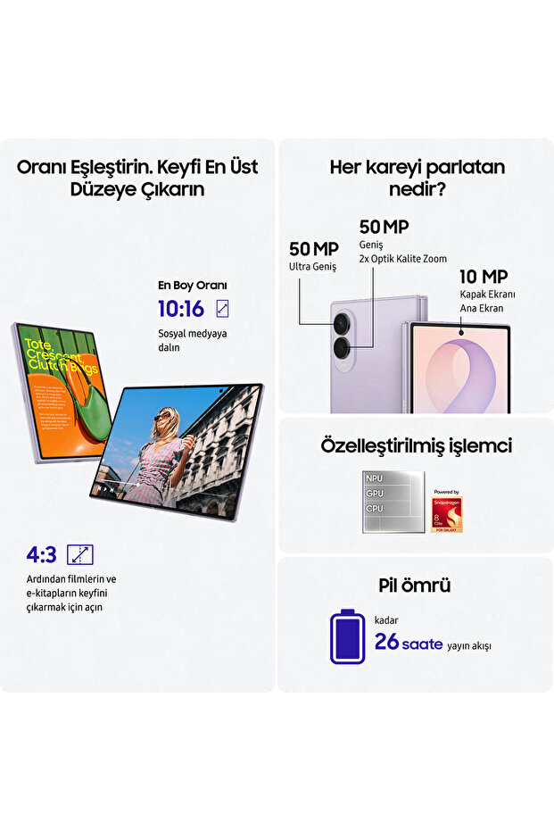 Galaxy Z Fold8 16GB/1TB Lavanta Cep Telefonu - 3