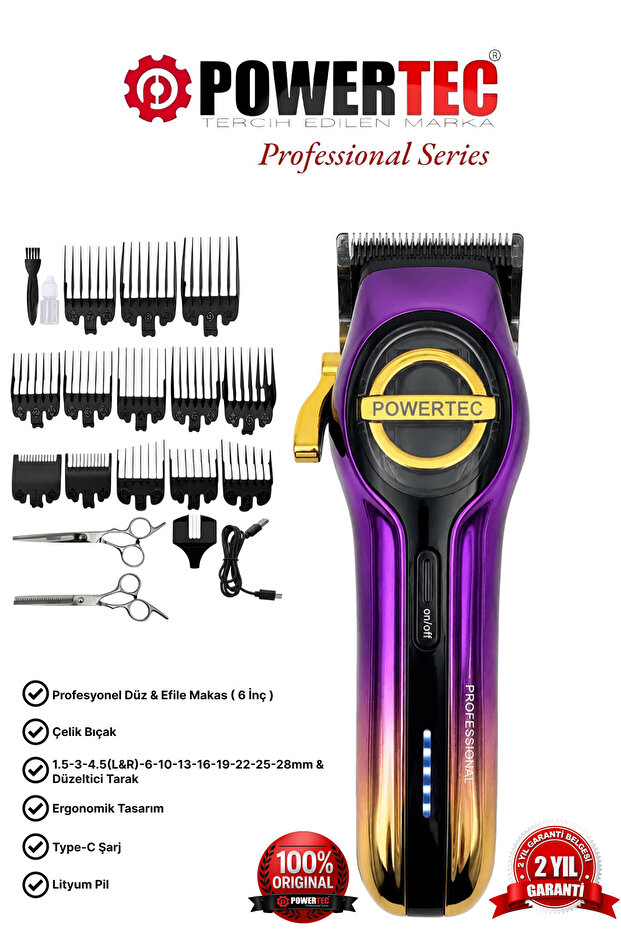 TR-7000 Profesyonel Usb Type-C Şarj Girişli Saç Sakal Tıraş Makinesi