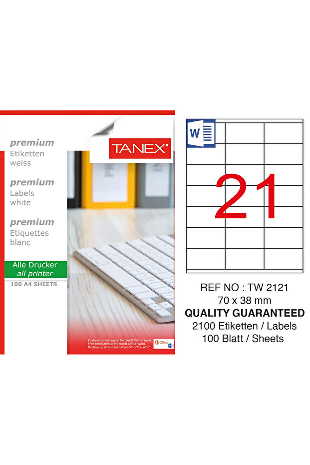 ملصق ليزر Tw-2121 مقاس 70x38 مم Tw2121las10100