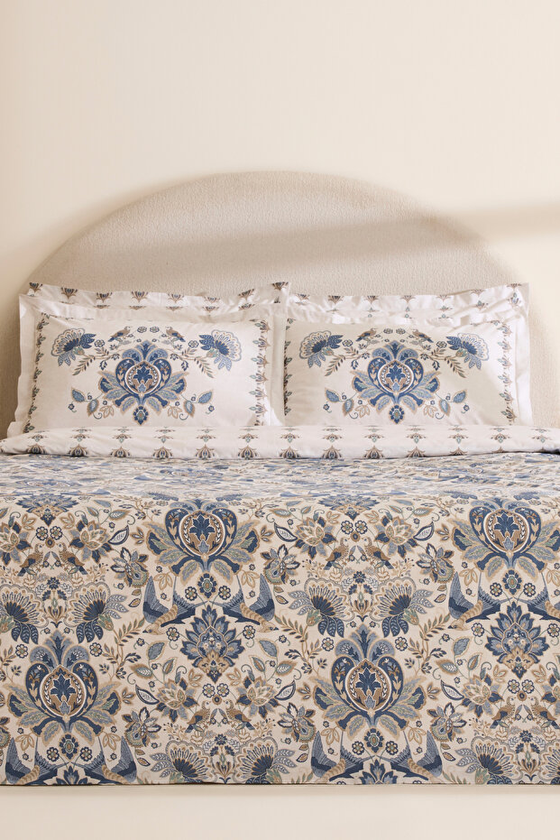Silvara 100% Cotton Double Duvet Cover Set Blue