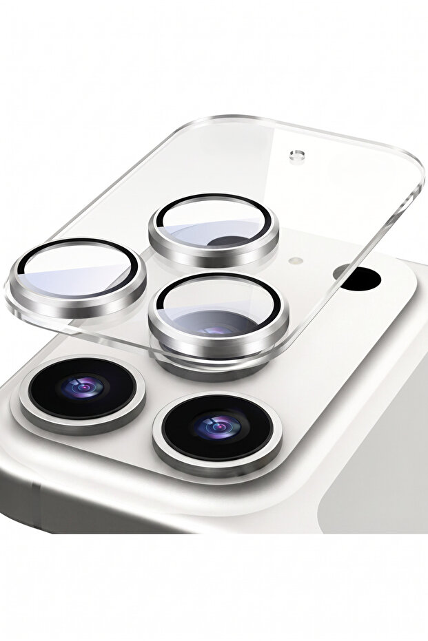 iPhone 17 Pro Sapphire Ar+Af Smooth Clear Grounded Silver Frame Full Protection Camera Lens Protector