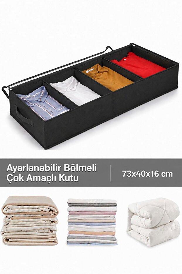 Under-Bed Storage Box with Adjustable Compartments 73X40X16 cm