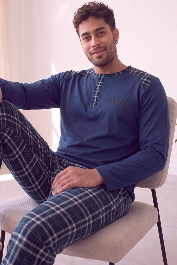 Relax Stylish Men's Long Sleeve Pajama Set