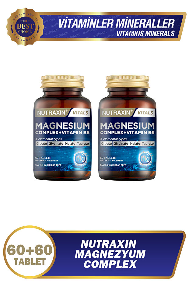 2 Magnesium Complex - (Bisglycinate - Taurate - Malate - Citrate - B6) 60 Tablets 125 Mg