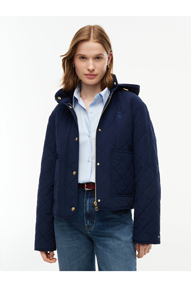 WW0WW51512 QUILTED HOOD JACKET C1G Dark Blue