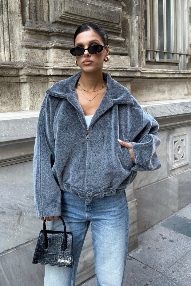 Women's Faux Fur Jacket with Belt Detail