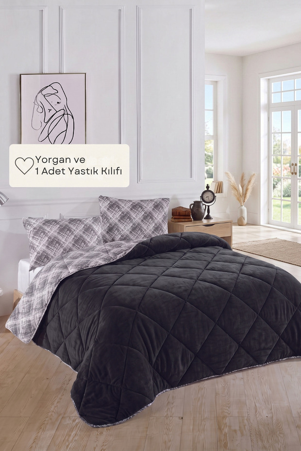 Single Luxury Wellsoft Quilt with Double Sided Pillow Case 155X215 cm Quilt