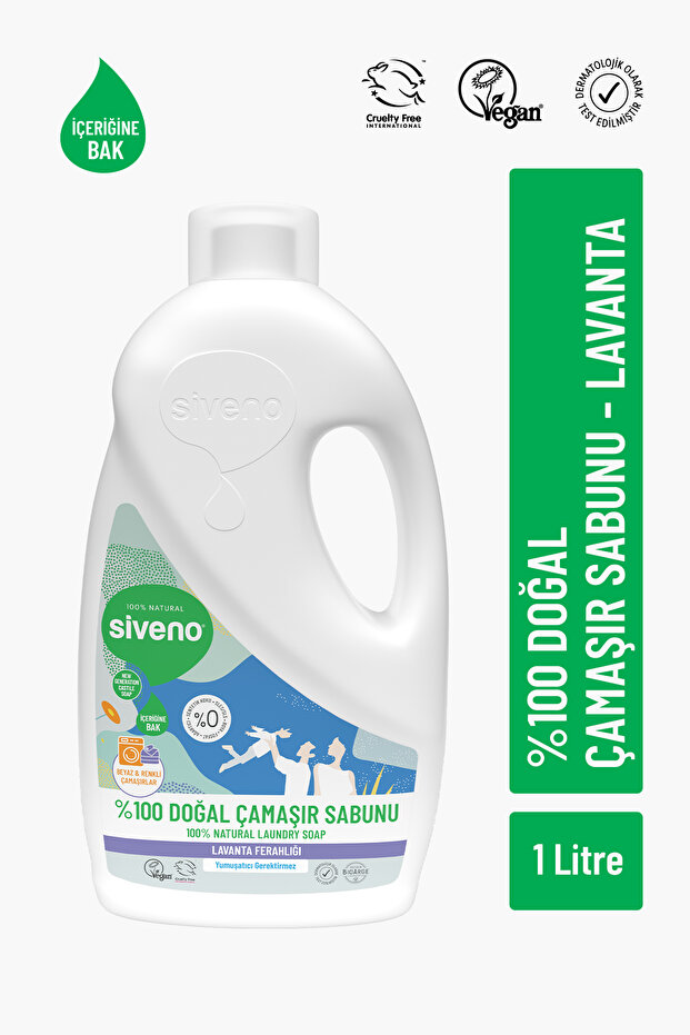 100% Natural Laundry Soap with Lavender Oil, Self-Softening Herbal Detergent, Vegan 1000ml