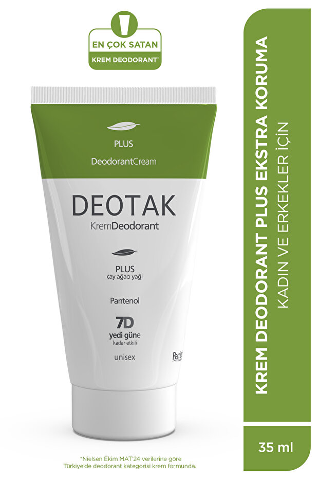 Plus Çay Ağacı Yağı Krem Deodorant 35 ml 7 Güne Kadar Etkili Hassas Ciltler Ter Önleyici Unisex