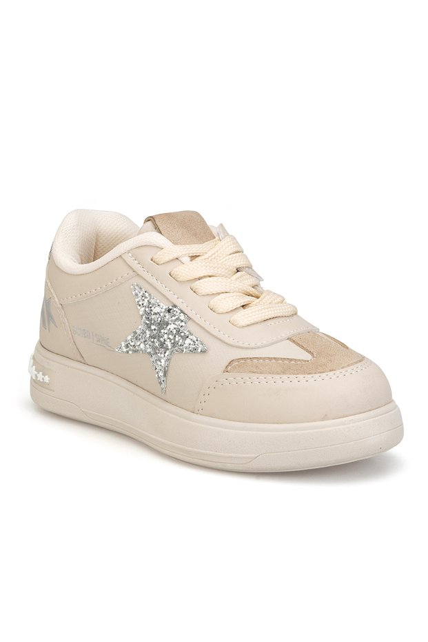 Kids Ds Opera Beige Silver Children's Sneaker Casual Sports Lace-Up Shoes