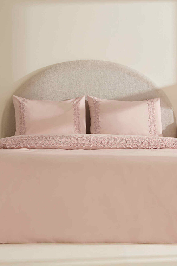 Nuvia Laced Double Duvet Cover Set Powder