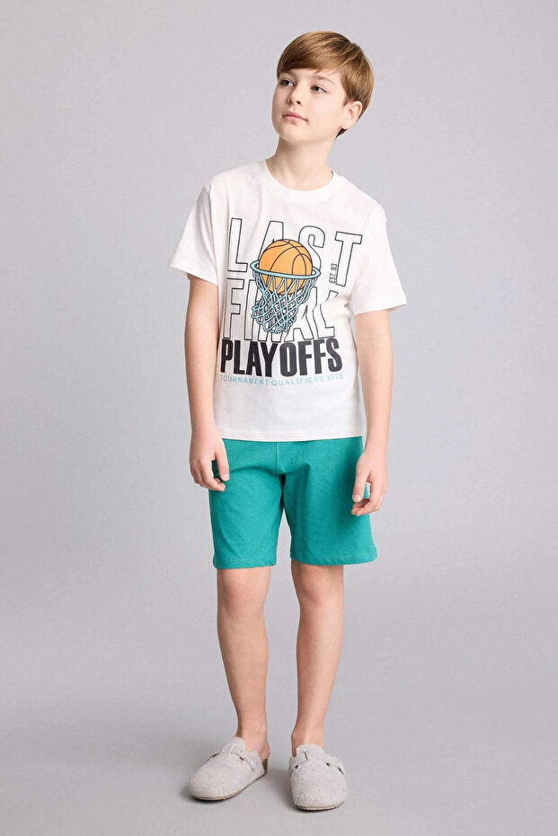 100% Cotton Regular Fit Printed 2-Piece Pajama Set for Boys G8830A826Hs