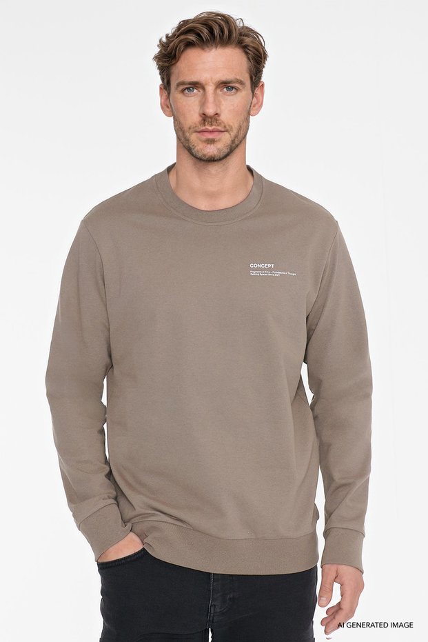 Men's Mink Cotton Standard Fit Regular Cut Crew Neck Sweatshirt