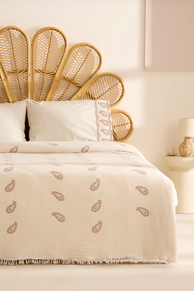 Incanto 100% Cotton Muslin Double Brodeed Pique Set Mink