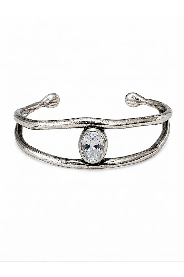 Capo Woman Oval Crystal Clamp Bracelet – Double Arm Modern Design