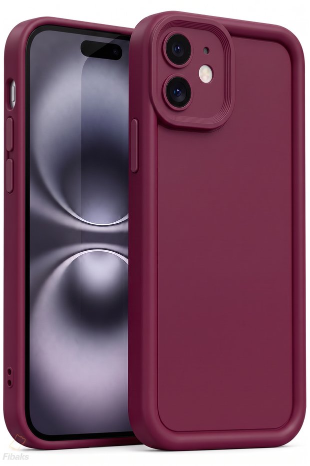 iPhone 11 Case with Camera Protection Soft Textured Colorful Silicone Cover Burgundy