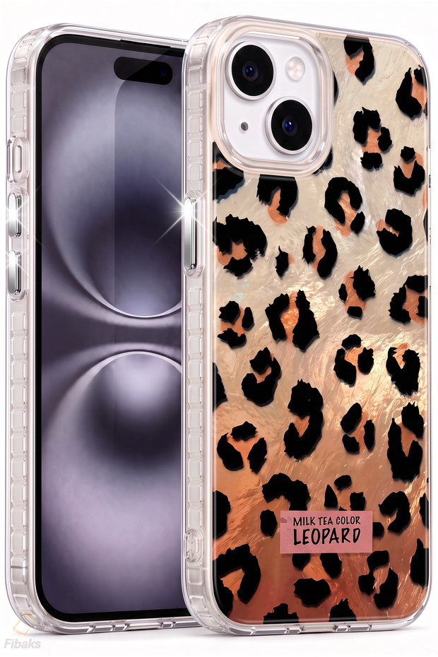 Iphone 13/14/15 case holographic red leopard pattern shock absorbing camera protected silicone