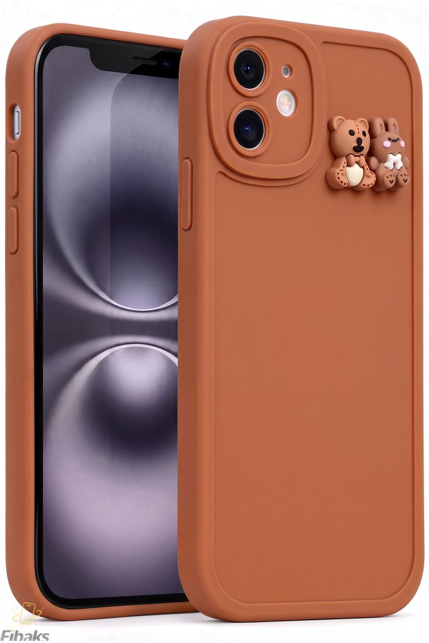 iPhone 12 Case Designed with Patterned Camera Protection Teddy Bear and Rabbit Soft Silicone Cover