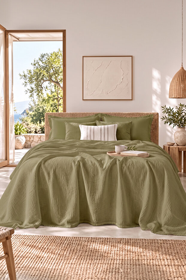 Farel 100% Cotton Muslin Double Pique Set Sage