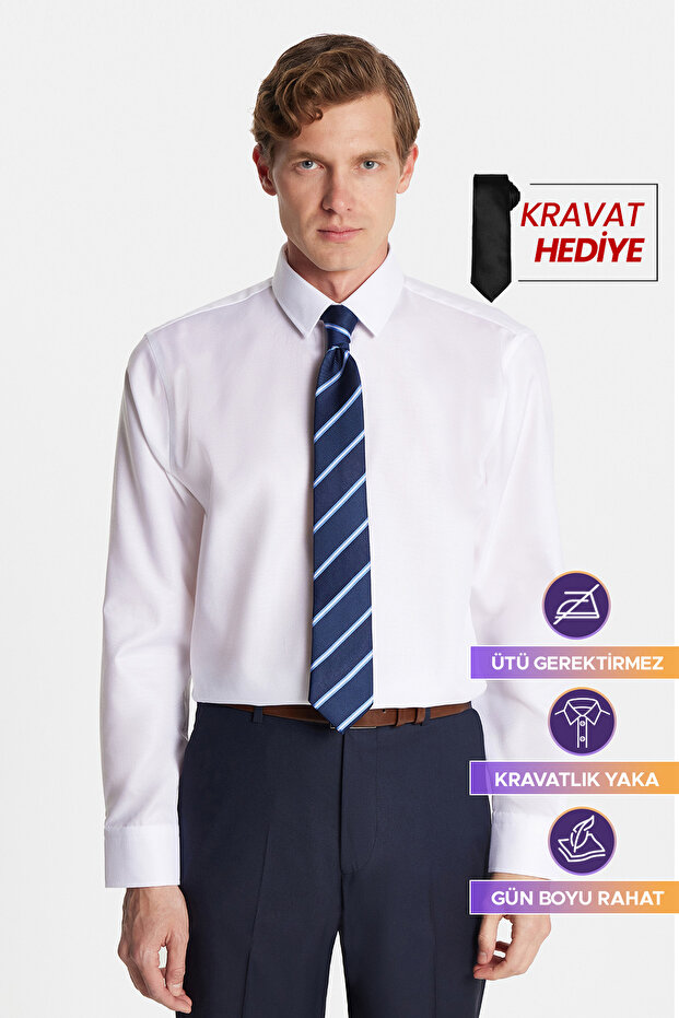 Slim Fit White Non-Iron 100% Cotton Eco-Friendly Ecotex Certified Shirt